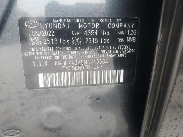 2022 Hyundai Sonata Se VIN: KMHL24JA8NA245664 Lot: 58522064