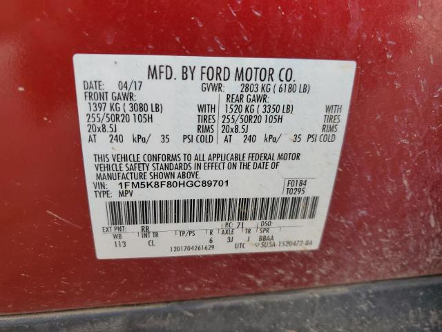 1FM5K8F80HGC89701 2017 FORD EXPLORER - Image 14