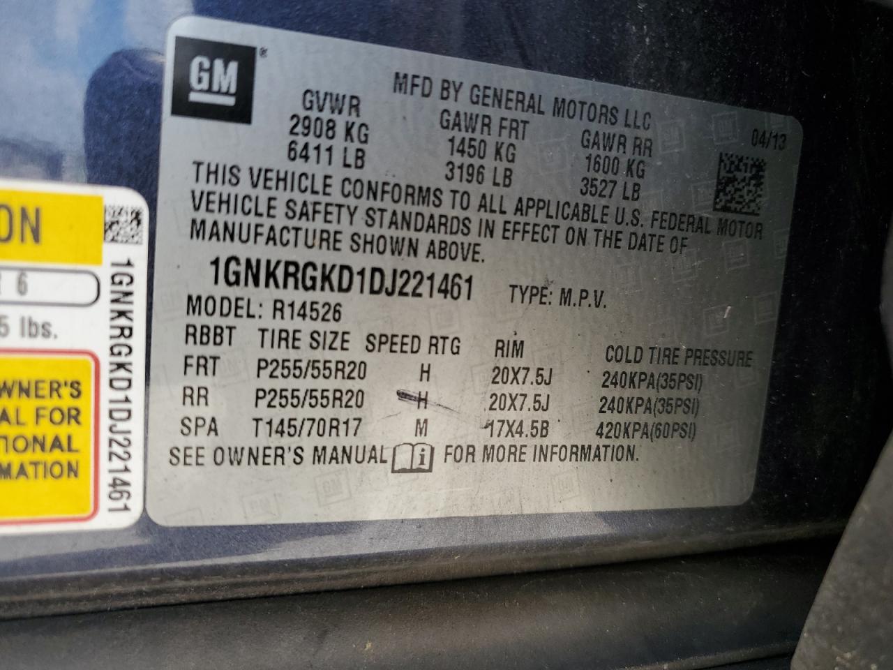 1GNKRGKD1DJ221461 2013 Chevrolet Traverse Lt