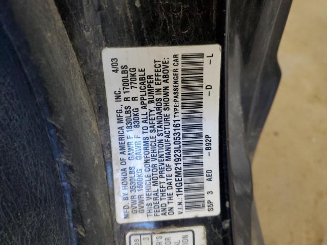 2003 Honda Civic Ex VIN: 1HGEM21923L053161 Lot: 58013904