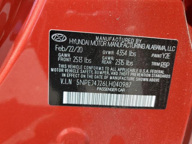 2020 Hyundai Sonata Sel Plus VIN: 5NPEJ4J26LH040987 Lot: 59588864