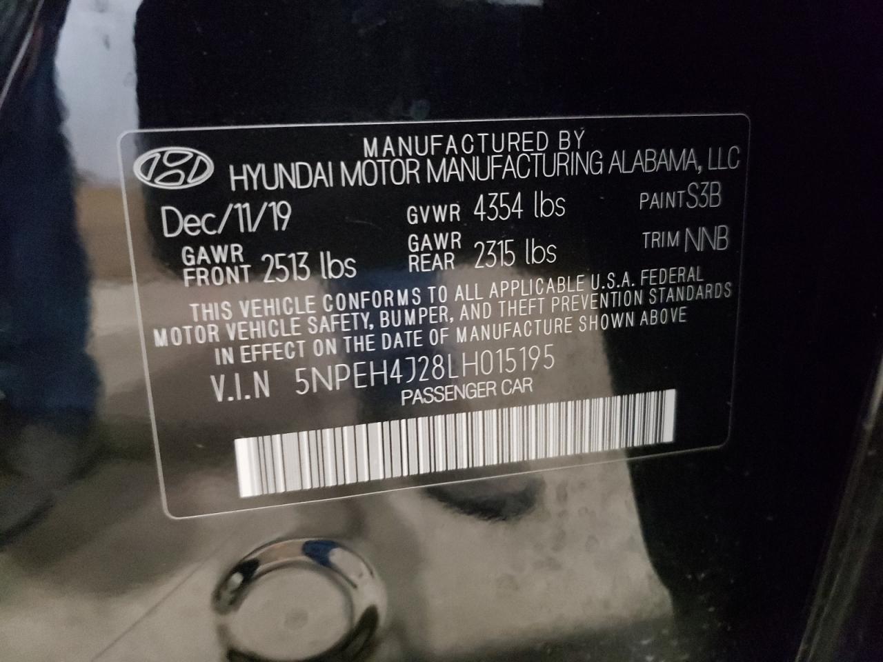 5NPEH4J28LH015195 2020 Hyundai Sonata Limited