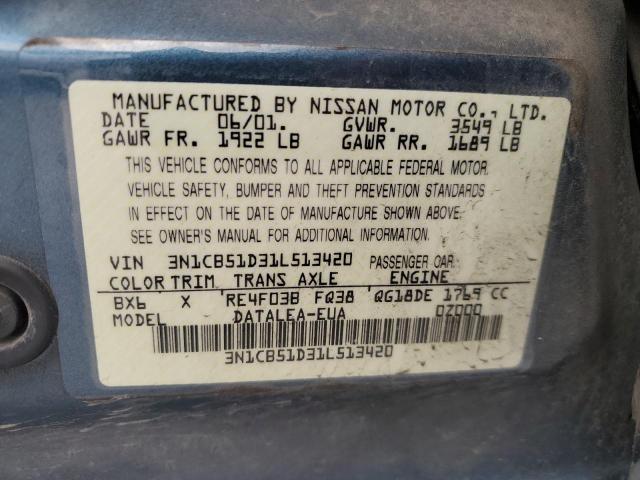 2001 Nissan Sentra Xe VIN: 3N1CB51D31L513420 Lot: 59359454