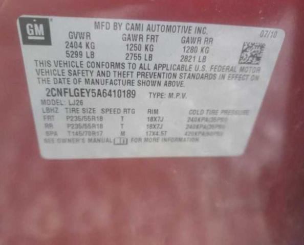 2CNFLGEY5A6410189 2010 Chevrolet Equinox Ltz