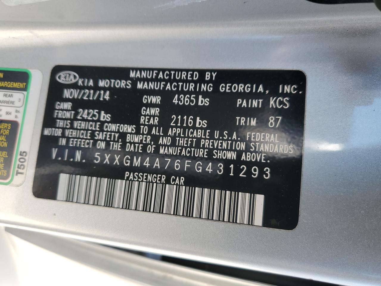 5XXGM4A76FG431293 2015 Kia Optima Lx