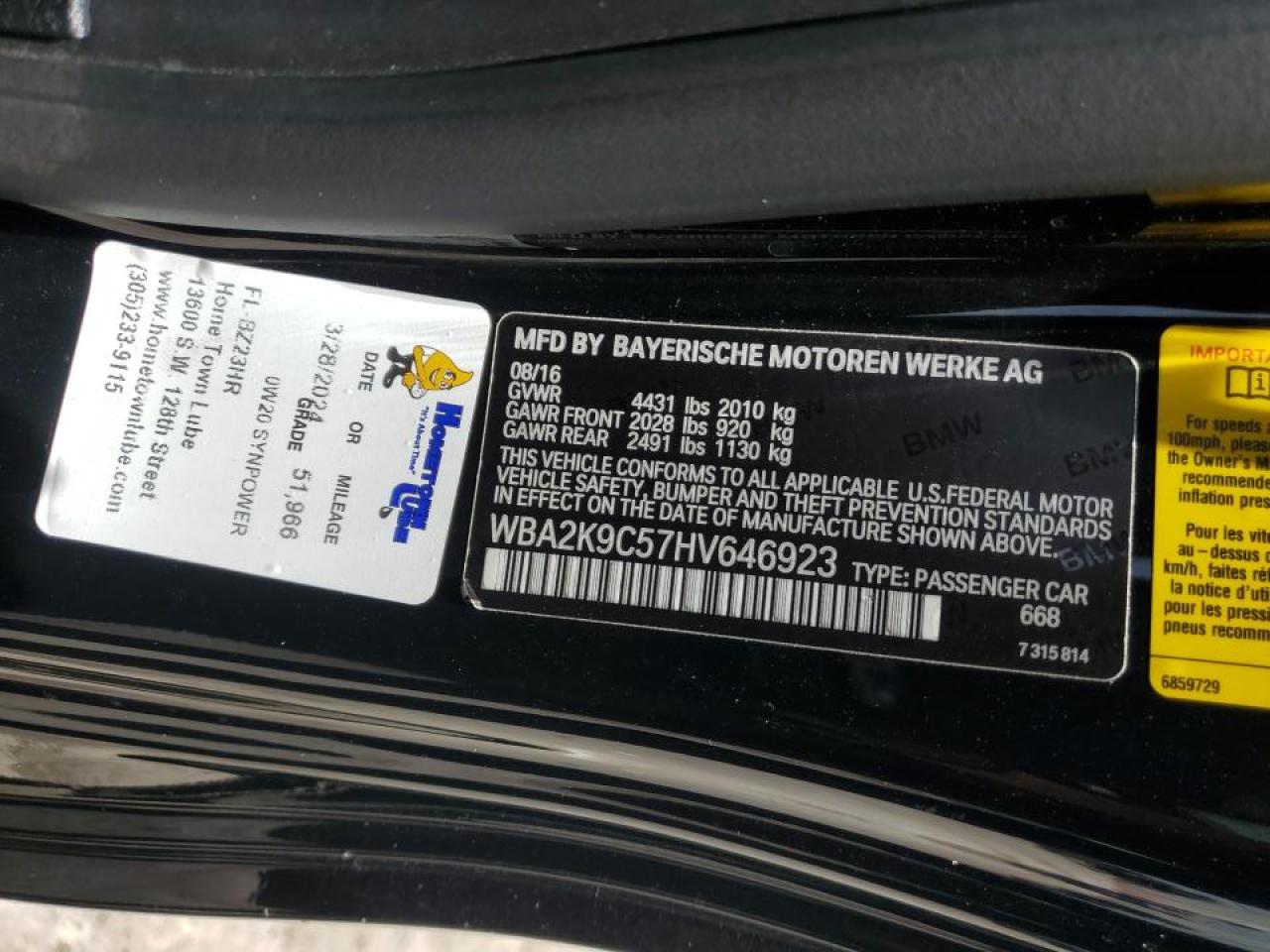 WBA2K9C57HV646923 2017 BMW 230I