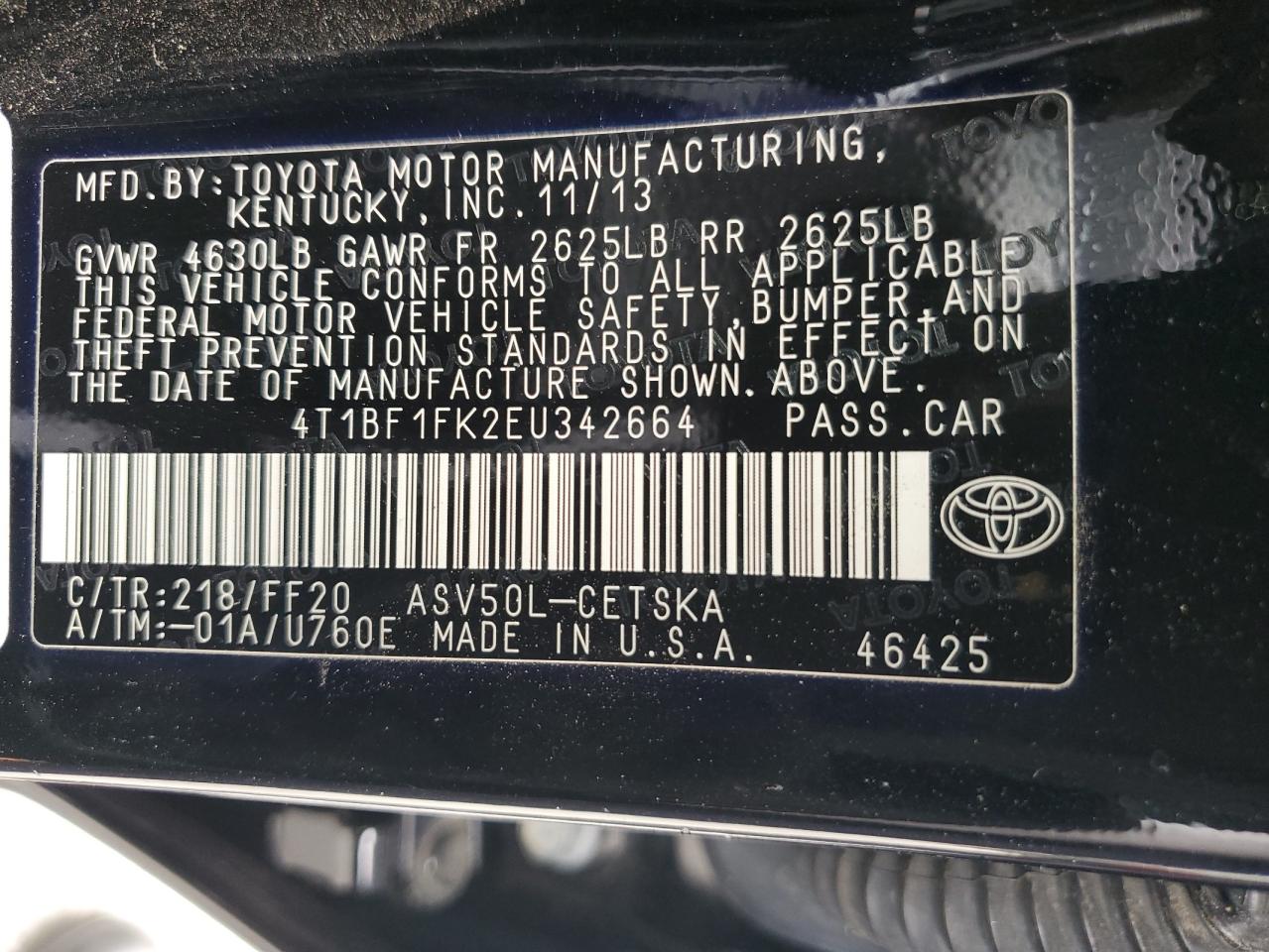 4T1BF1FK2EU342664 2014 Toyota Camry L