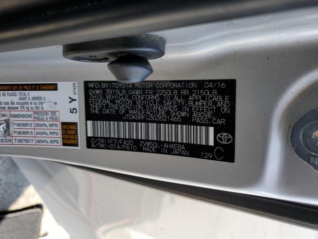 2016 Toyota Prius VIN: JTDKBRFU3G3521465 Lot: 58308444