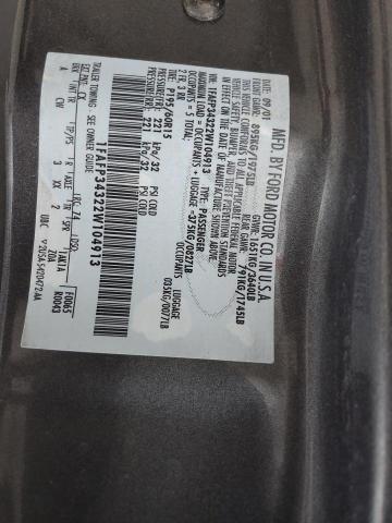 2002 Ford Focus Se VIN: 1FAFP34322W104913 Lot: 57008654