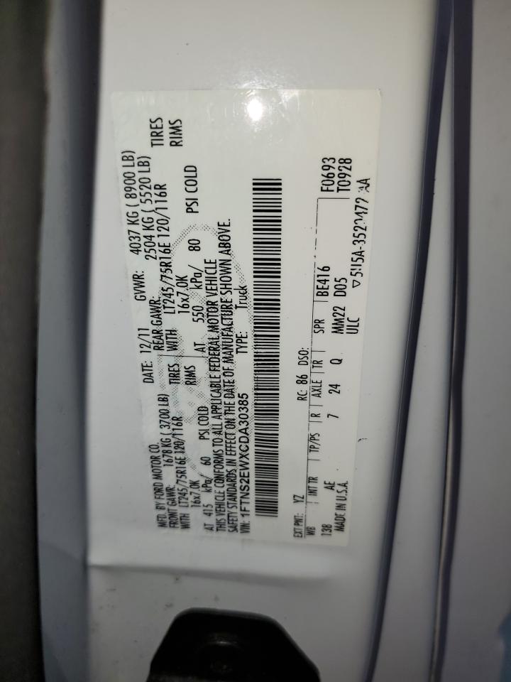 1FTNS2EWXCDA30385 2012 Ford Econoline E250 Van