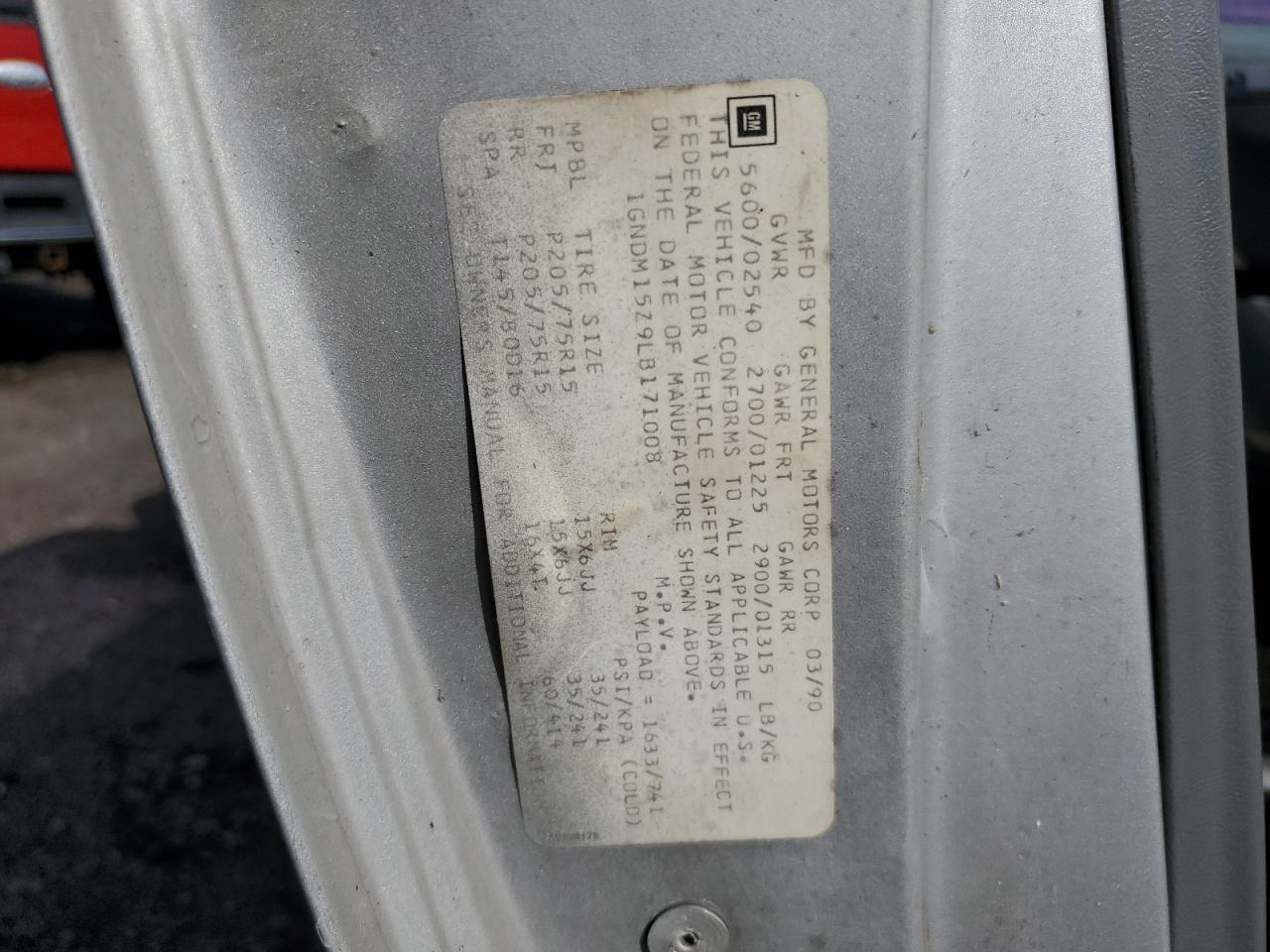 1GNDM15Z9LB171008 1990 Chevrolet Astro