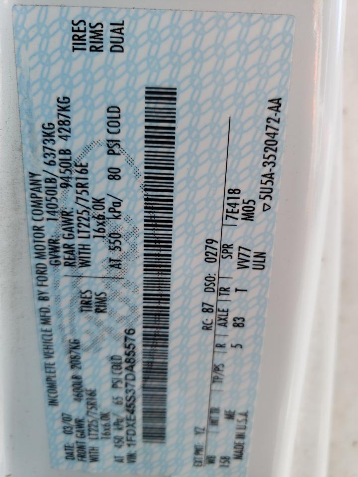 1FDXE45S37DA85576 2007 Ford Econoline E450 Super Duty Cutaway Van