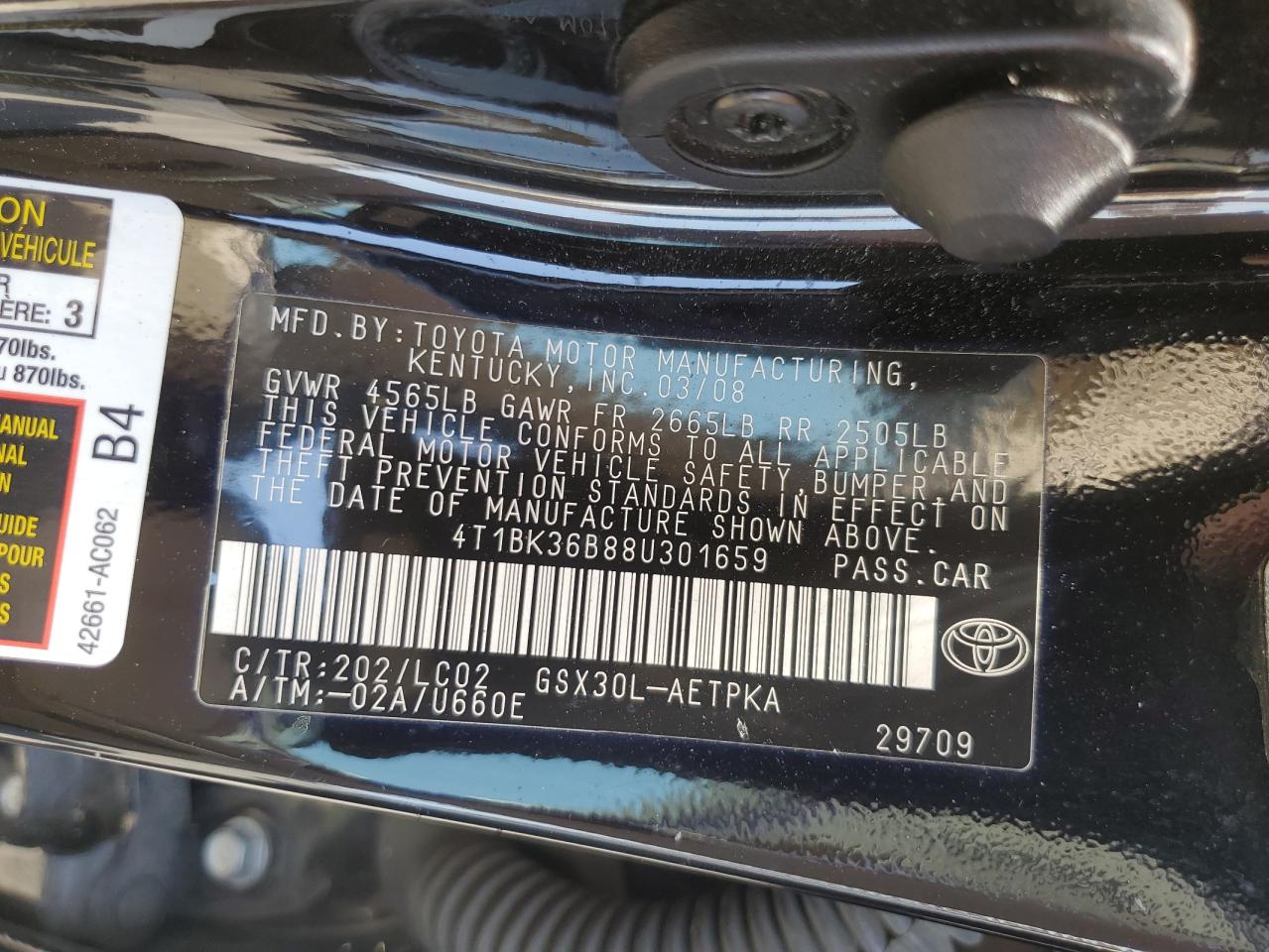 4T1BK36B88U301659 2008 Toyota Avalon Xl