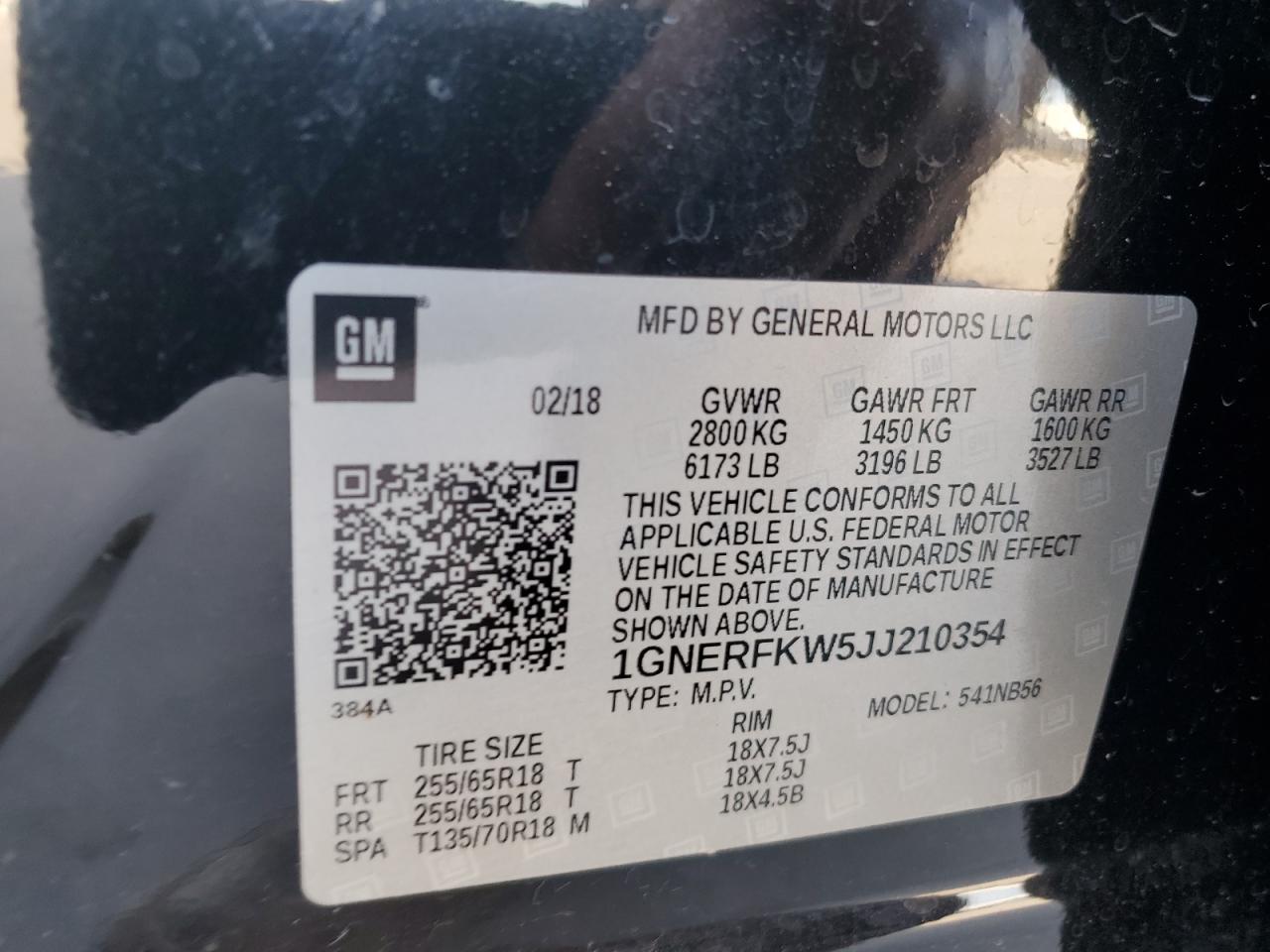 1GNERFKW5JJ210354 2018 Chevrolet Traverse Ls