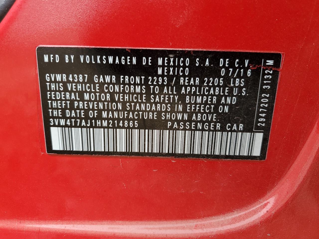 3VW4T7AJ1HM214865 2017 Volkswagen Jetta Gli