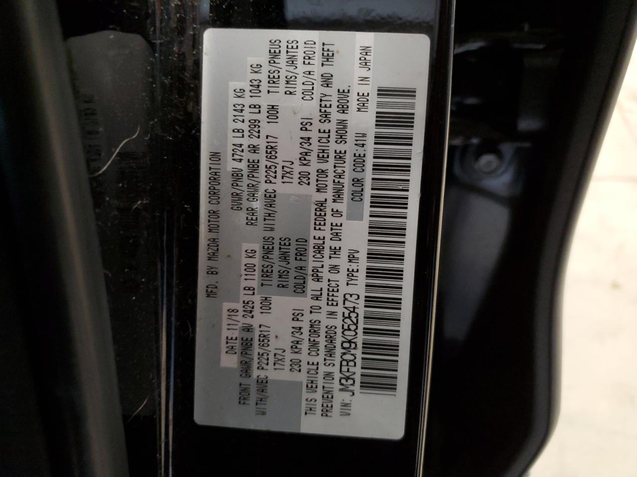 JM3KFBCM9K0525473 2019 Mazda Cx-5 Touring