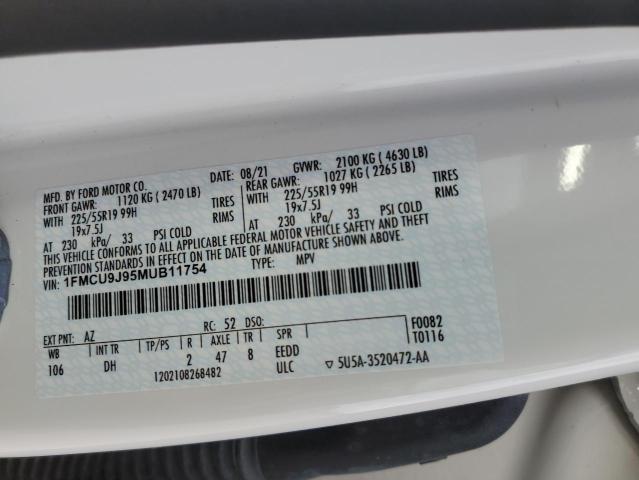 2021 Ford Escape Titanium VIN: 1FMCU9J95MUB11754 Lot: 59540174