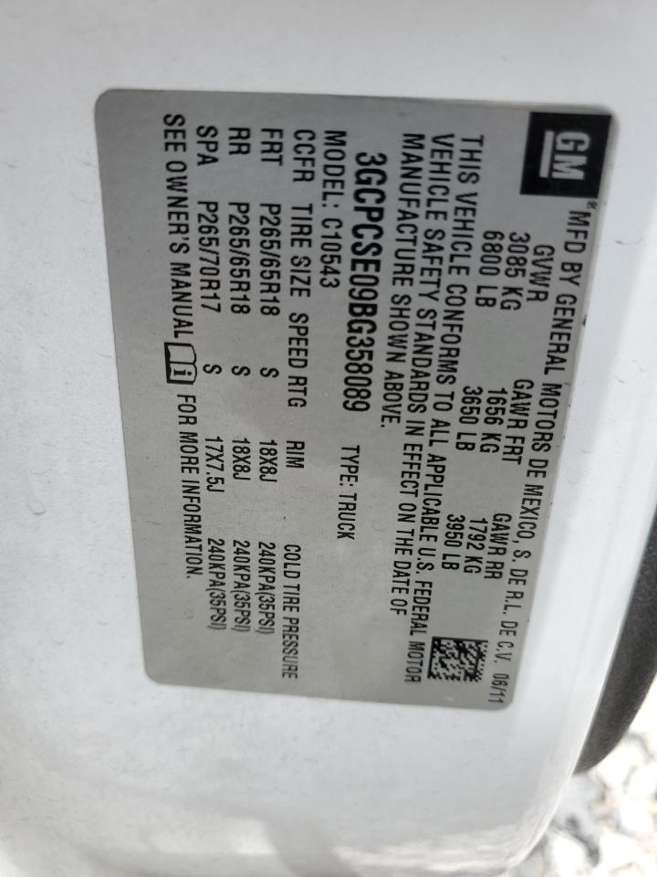 3GCPCSE09BG358089 2011 Chevrolet Silverado C1500 Lt