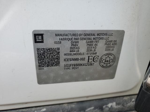 2019 Chevrolet Bolt Ev Lt VIN: 1G1FY6S00K4121067 Lot: 60021404