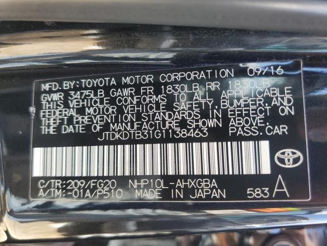 2016 Toyota Prius C VIN: JTDKDTB31G1138463 Lot: 57191154