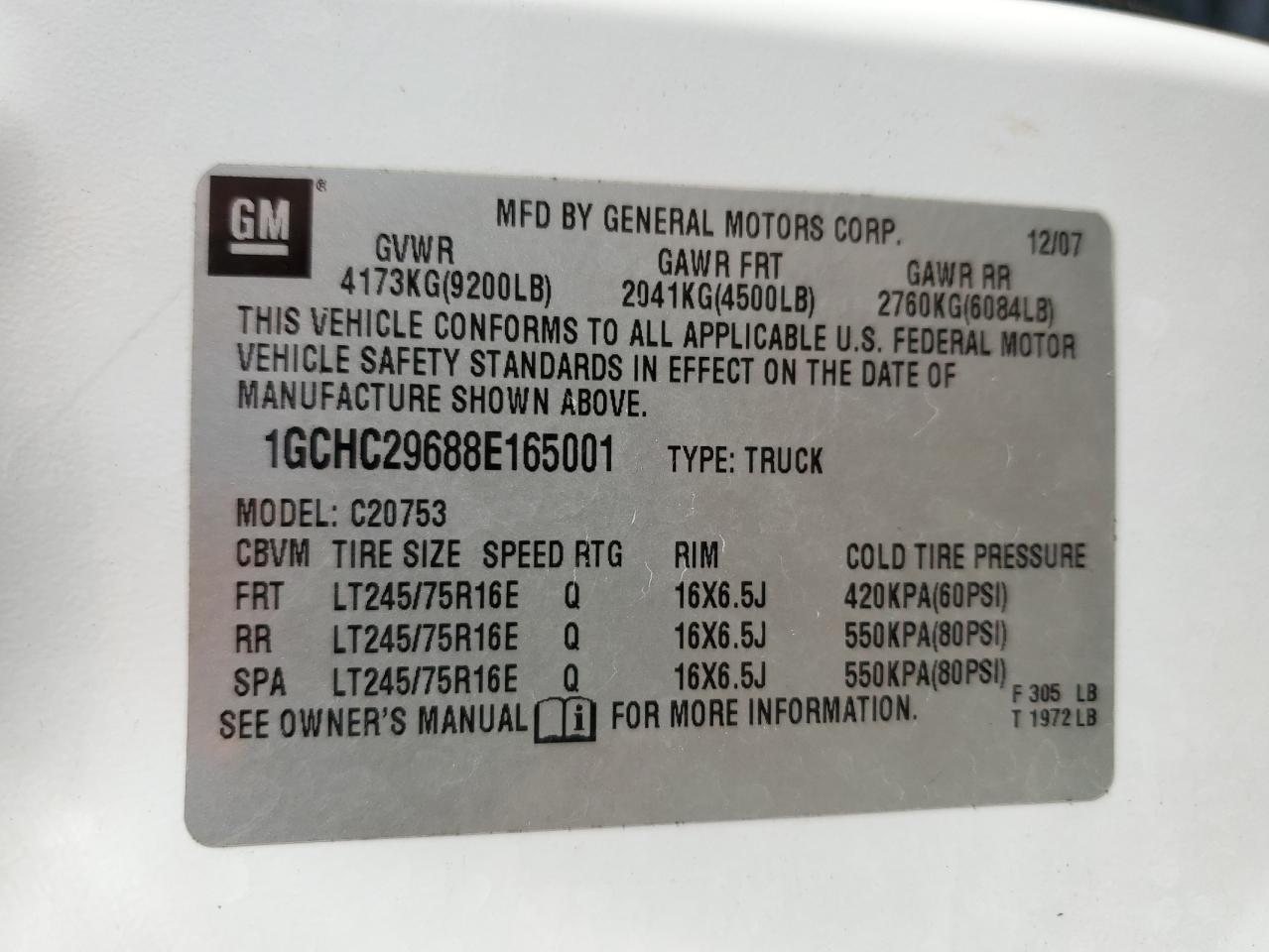1GCHC29688E165001 2008 Chevrolet Silverado C2500 Heavy Duty