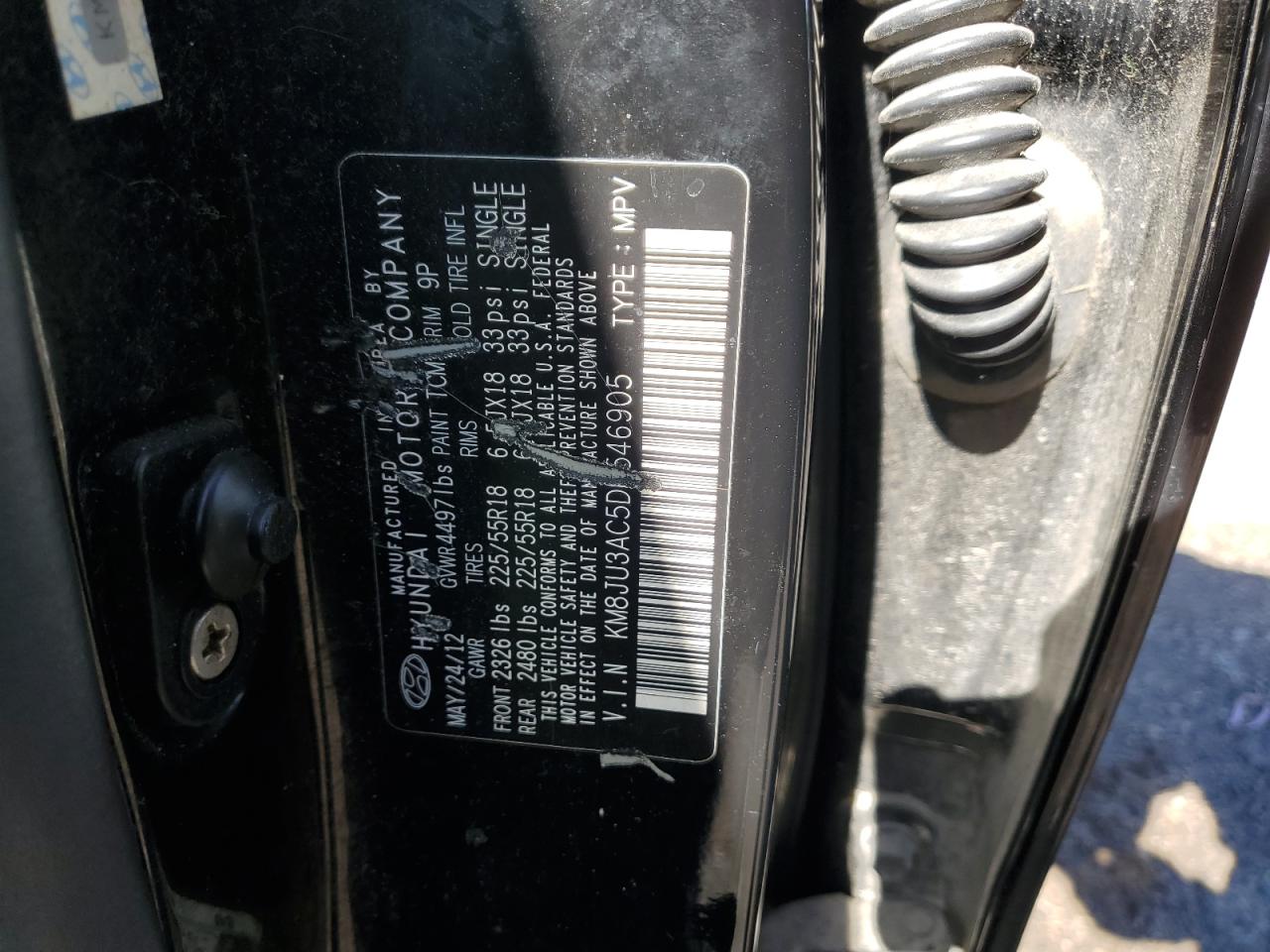 KM8JU3AC5DU546905 2013 Hyundai Tucson Gls