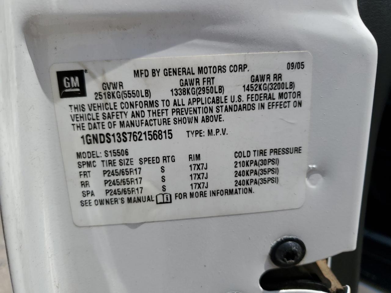 1GNDS13S762156815 2006 Chevrolet Trailblazer Ls