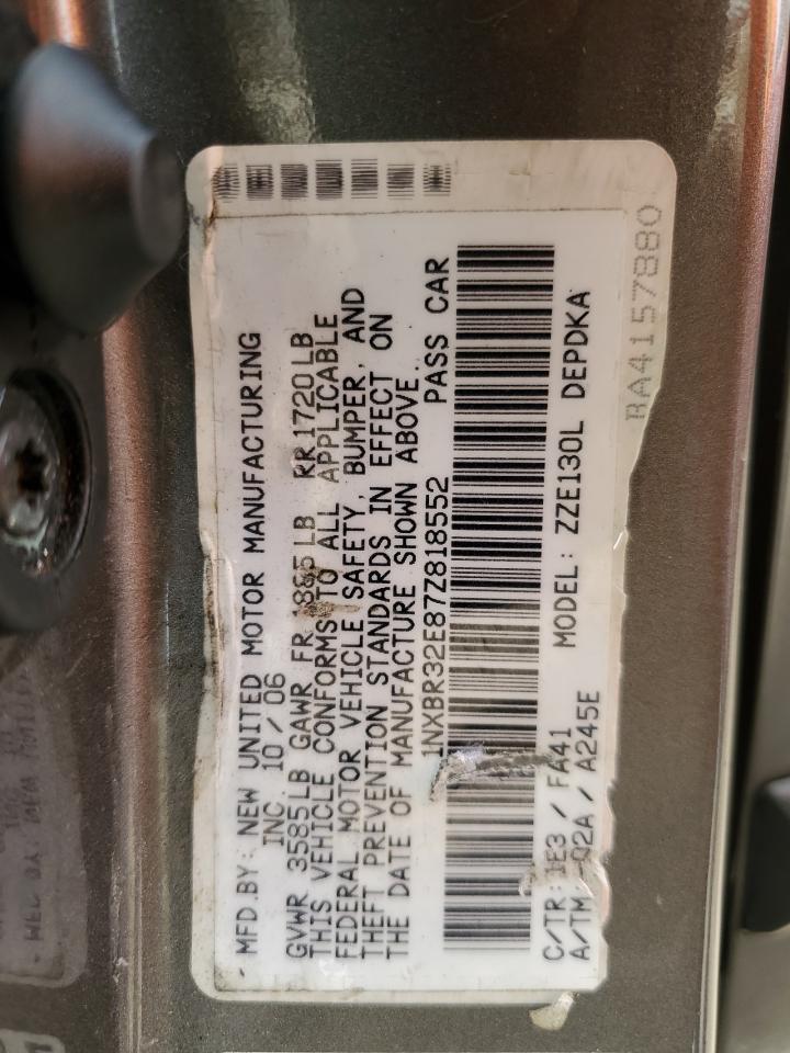 1NXBR32E87Z818552 2007 Toyota Corolla Ce