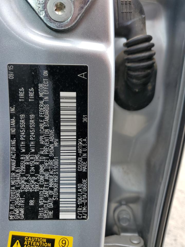 5TDYKRFH6FS110801 2015 Toyota Highlander Limited