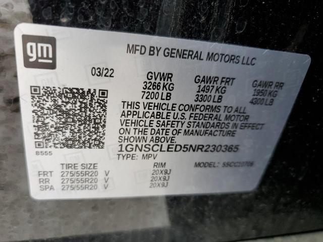 2022 Chevrolet Tahoe C1500 VIN: 1GNSCLED5NR230365 Lot: 57626524