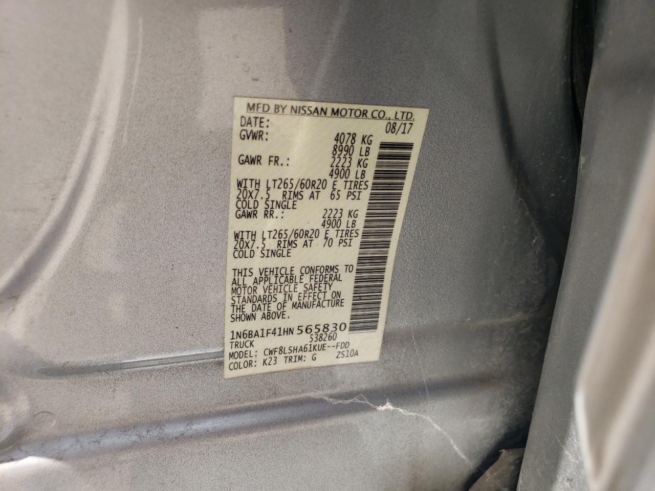 2017 Nissan Titan Xd Sl vin: 1N6BA1F41HN565830