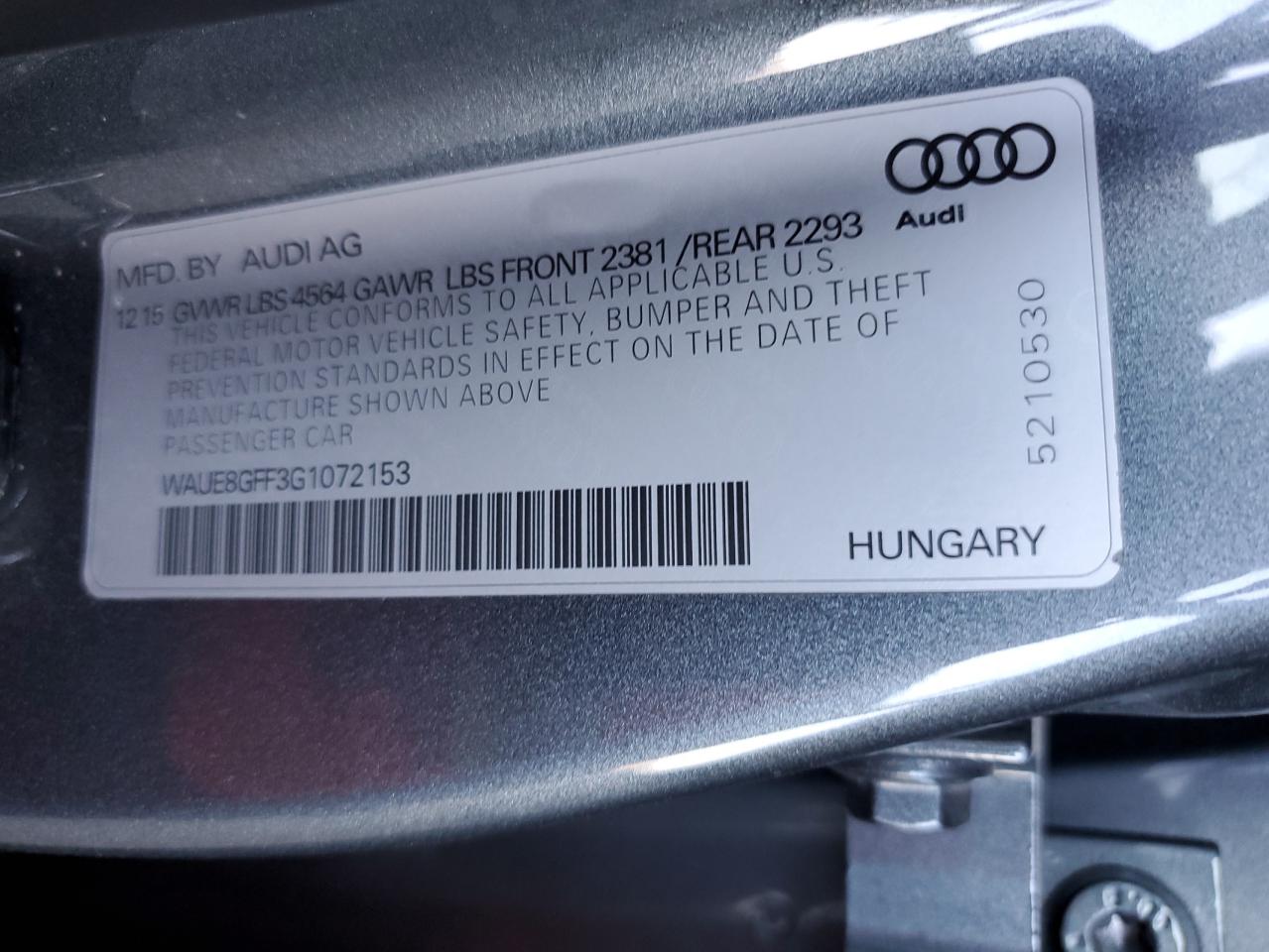 WAUE8GFF3G1072153 2016 Audi A3 Premium Plus