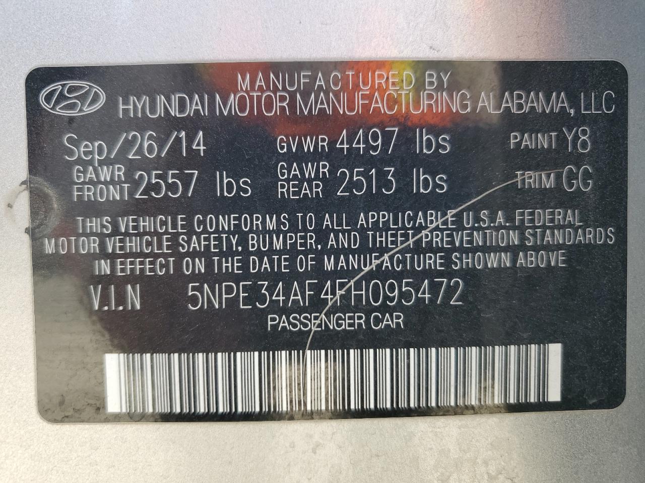 5NPE34AF4FH095472 2015 Hyundai Sonata Sport