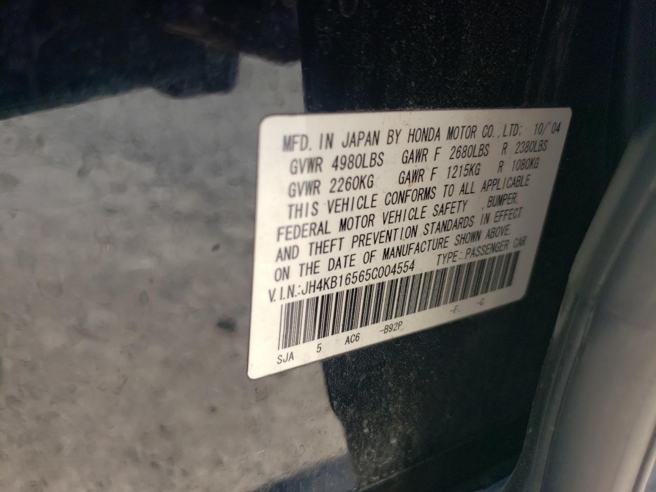 JH4KB16565C004554 2005 Acura Rl