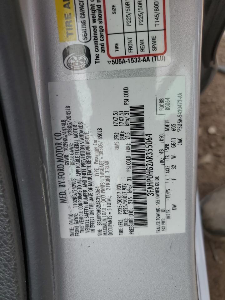 3FAHP0HG2AR355064 2010 Ford Fusion Se