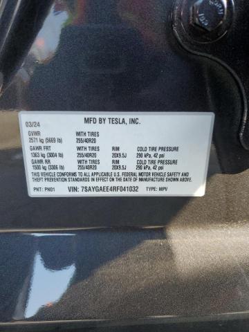 2024 Tesla Model Y VIN: 7SAYGAEE4RF041032 Lot: 57975424