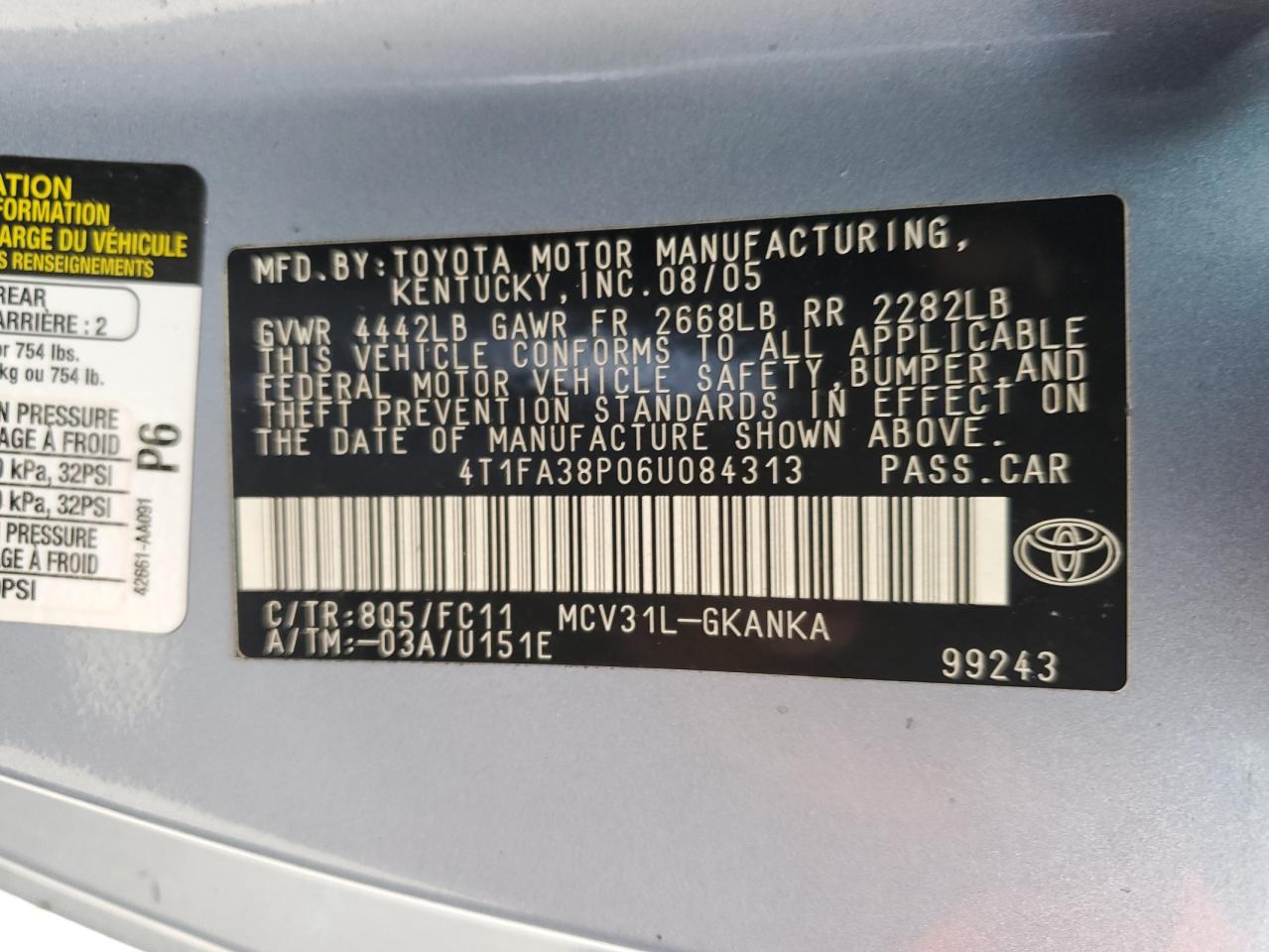 4T1FA38P06U084313 2006 Toyota Camry Solara Se