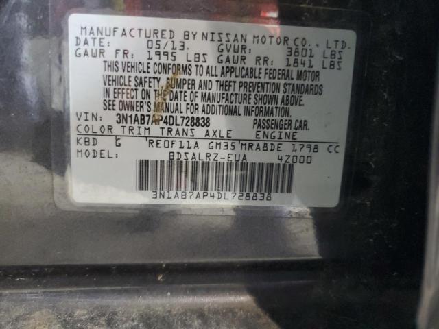 2013 Nissan Sentra S VIN: 3N1AB7AP4DL728838 Lot: 58642304