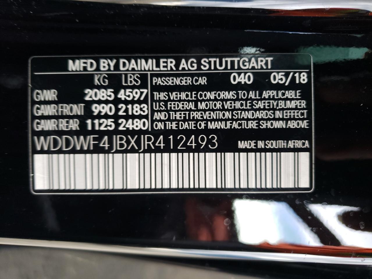 WDDWF4JBXJR412493 2018 Mercedes-Benz C 300