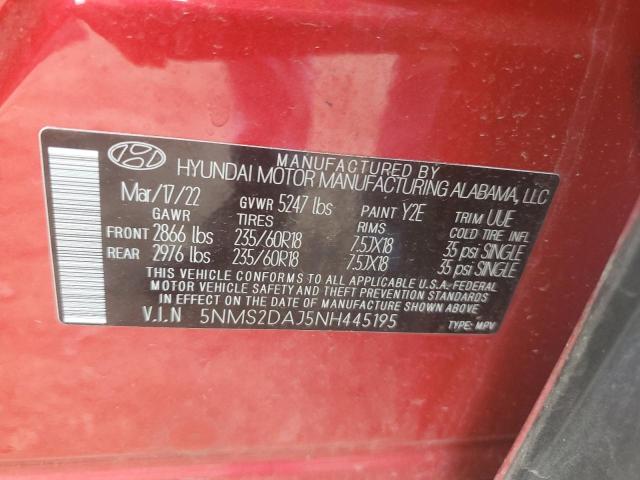 2022 Hyundai Santa Fe Sel VIN: 5NMS2DAJ5NH445195 Lot: 59761764