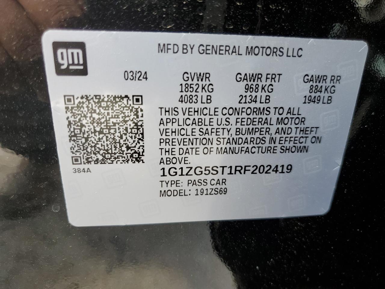 1G1ZG5ST1RF202419 2024 Chevrolet Malibu Rs