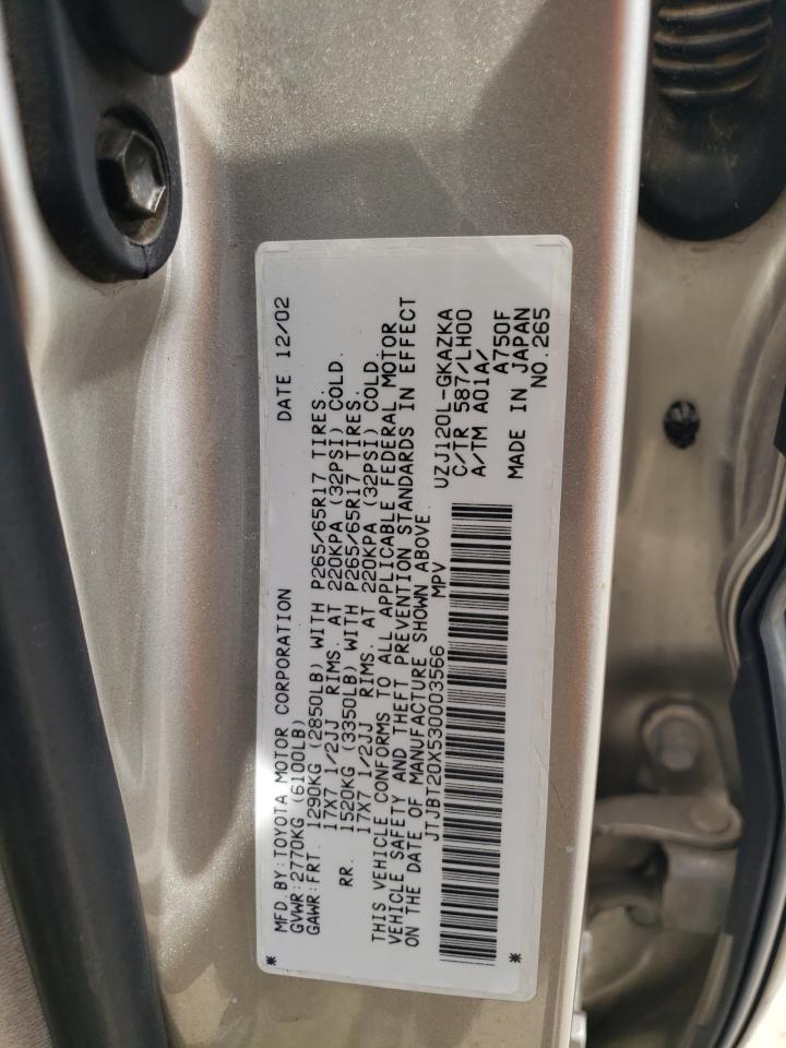 JTJBT20X530003566 2003 Lexus Gx 470