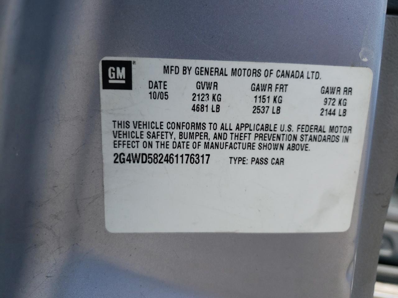 2G4WD582461176317 2006 Buick Lacrosse Cxl