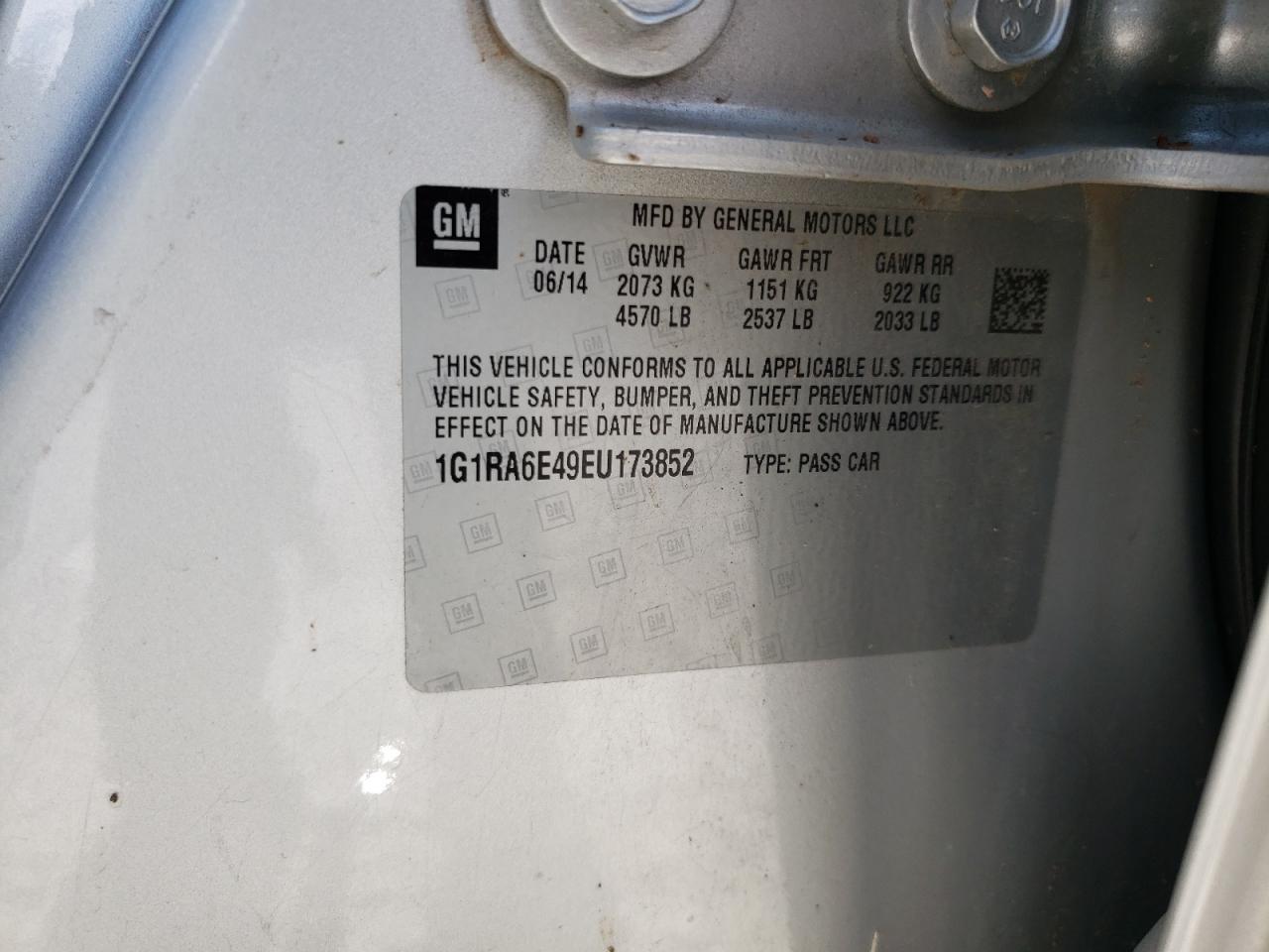 1G1RA6E49EU173852 2014 Chevrolet Volt