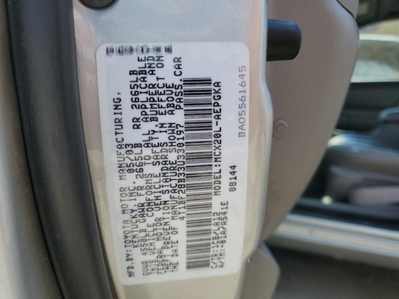 4T1BF28B33U330197 2003 Toyota Avalon Xl