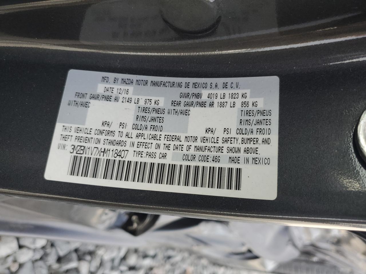 3MZBN1V7XHM118407 2017 Mazda 3 Touring