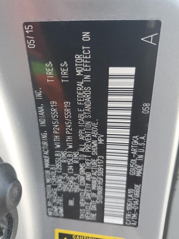 5TDYKRFH5FS091173 2015 Toyota Highlander Limited