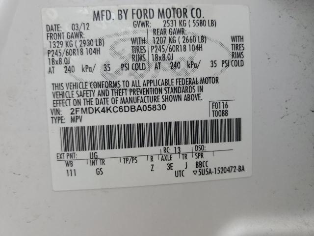 2013 Ford Edge Limited VIN: 2FMDK4KC6DBA05830 Lot: 57935954