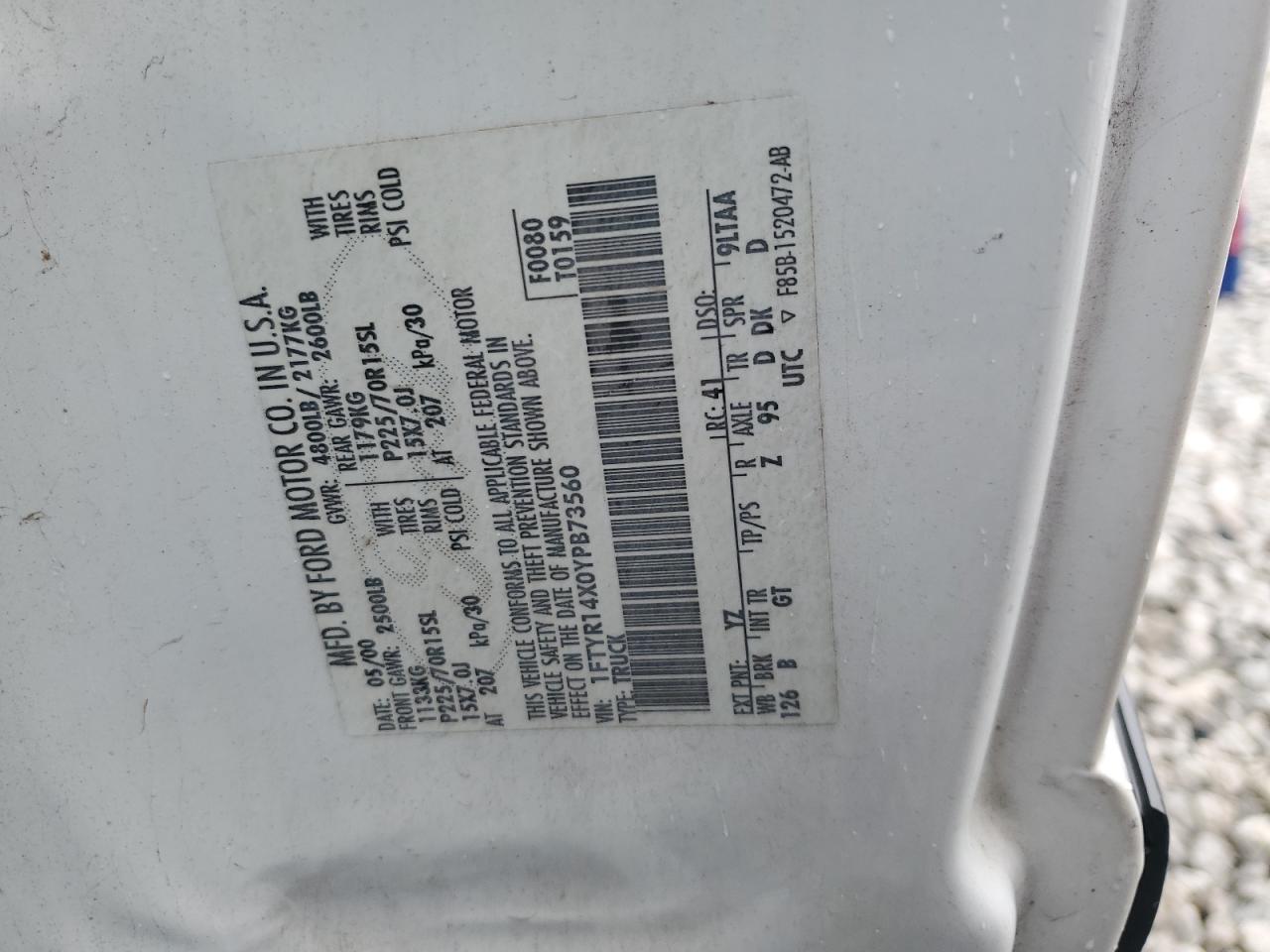 1FTYR14X0YPB73560 2000 Ford Ranger Super Cab