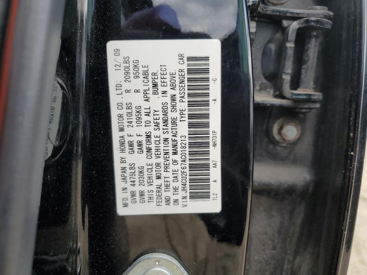 JH4CU2F67AC018213 2010 Acura Tsx